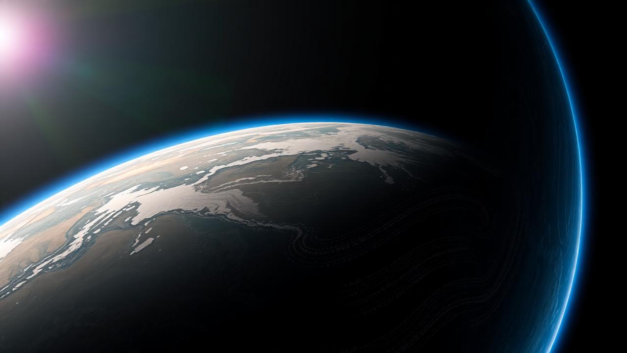 Earth viewed from space showing atmospheric layers and light scattering